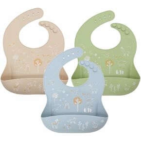 Silicone Bibs For Babies-3 Silicone Baby Bibs, Baby Bibs For Eating, Silicone, Washable Bibs, Feeding bibs, silicone bib,