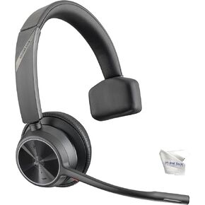 Poly Voyager 4310 Plantronics UC Wireless Bluetooth Mono Headset with Noise Canceling MIc for Clearer Phone Calls (USB-A) -Compatible with Zoom, Teams RingCentral, Dialpad, Webex, Global Teck Cloth