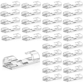 JAMMY 30 Pcs Self Adhesive Cable Management Clips,Durable Multifunctional Cord Holder Wire Organizer Cord Holder for TV PC Laptop Ethernet Cable Desktop Home Office (Large,Transparent)