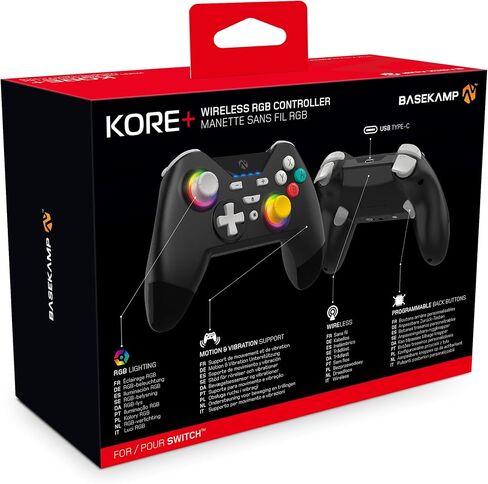 BASEKAMP Kore+ Wireless RGB Controller for Nintendo Switch - Programmable Back Buttons - Motion - Rumble - RGB Sticks (Retro Black) in Saudi Arabia