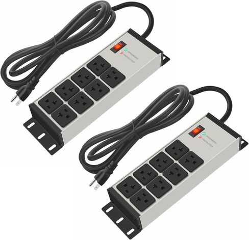 CCCEI 2PCS 12 Gauge Heavy Duty Power Strip, 8 Ports. Grey, 6FT. in Kuwait