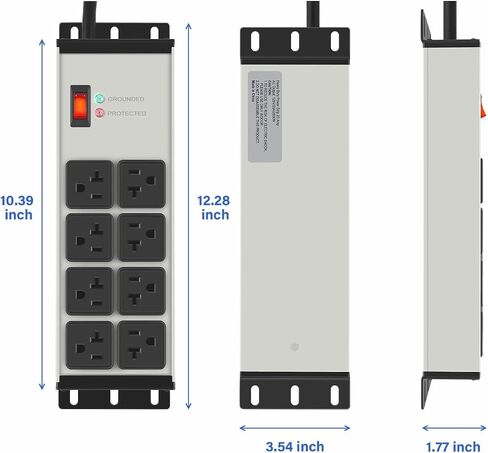 CCCEI 2PCS 12 Gauge Heavy Duty Power Strip, 8 Ports. Grey, 6FT. in Kuwait