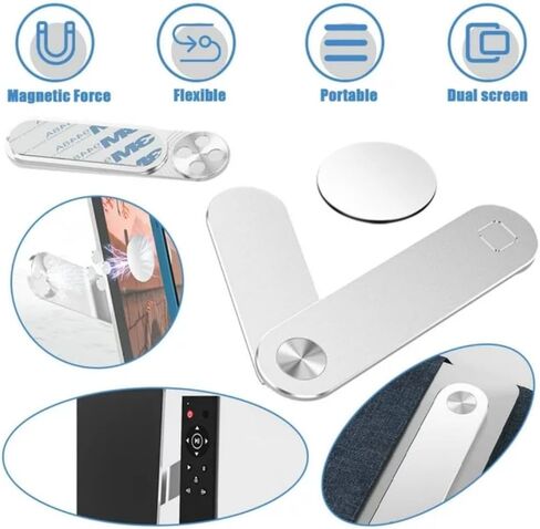 2PCS Versatile Magnetic Laptop Phone Mount Secure Phone Holder for Side-mounted mobile phone holder for laptop or desktop monitor, Slim Portable Computer Expansion Bracket, Silver in Saudi Arabia