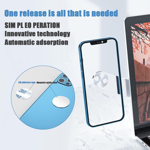 2PCS Versatile Magnetic Laptop Phone Mount Secure Phone Holder for Side-mounted mobile phone holder for laptop or desktop monitor, Slim Portable Computer Expansion Bracket, Silver in Saudi Arabia
