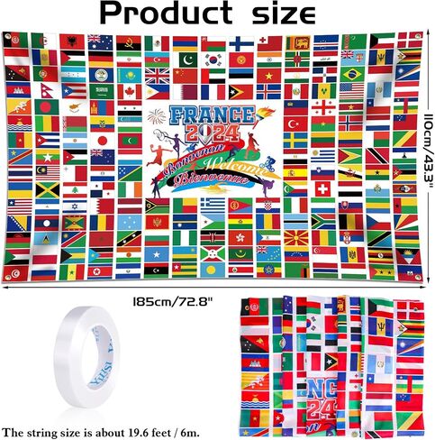 HOWAF International Flag Welcome Banner,2024 World Flags International Welcome Decorations Country Flags Backdrop Banner for International Sports Events Party Favors Club Photo Booth Props,71x 43 Inch in Saudi Arabia