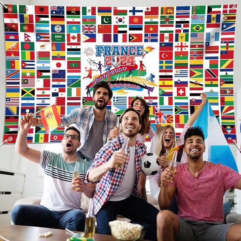 HOWAF International Flag Welcome Banner,2024 World Flags International Welcome Decorations Country Flags Backdrop Banner for International Sports Events Party Favors Club Photo Booth Props,71x 43 Inch in Saudi Arabia