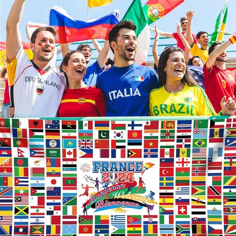 HOWAF International Flag Welcome Banner,2024 World Flags International Welcome Decorations Country Flags Backdrop Banner for International Sports Events Party Favors Club Photo Booth Props,71x 43 Inch in Saudi Arabia