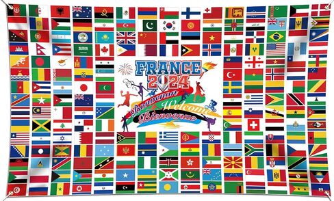 HOWAF International Flag Welcome Banner,2024 World Flags International Welcome Decorations Country Flags Backdrop Banner for International Sports Events Party Favors Club Photo Booth Props,71x 43 Inch in Saudi Arabia