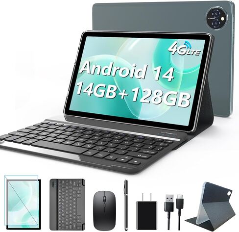 تابلت Android 14 مقاس 10 بوصة، تابلت خلوي 4G، ثماني النواة، سعة تخزين 128 جيجابايت + ذاكرة وصول عشوائي 14(8+6) جيجابايت/ 1 تيرابايت قابلة للتوسيع، 5G WiFi، بطارية 8000 مللي أمبير في الساعة، بلوتوث 5.0، كاميرا 13 ميجابكسل + 8 ميجابكسل، جهاز لوحي مزود بلوحة in Kuwait