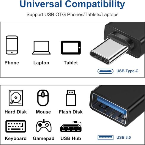 محول USB C إلى USB، 2 حزمة 10 مم طرف ممتد USB نوع C ذكر إلى USB A أنثى OTG محول لجهاز MacBook iPad Pro Air iPhone 15 Plus Samsung Tab S9 S23 S22 Blackview الهواتف القوية والمزيد من الأجهزة من النوع C in Kuwait