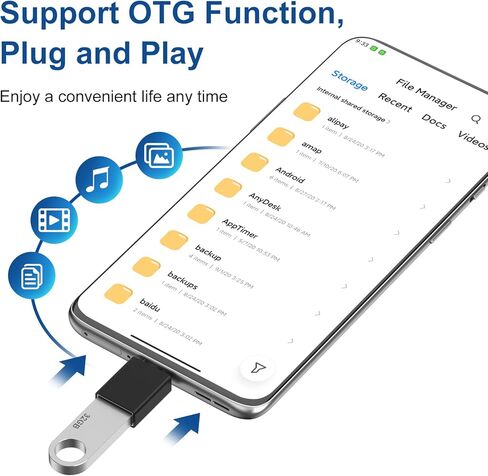 محول USB C إلى USB، 2 حزمة 10 مم طرف ممتد USB نوع C ذكر إلى USB A أنثى OTG محول لجهاز MacBook iPad Pro Air iPhone 15 Plus Samsung Tab S9 S23 S22 Blackview الهواتف القوية والمزيد من الأجهزة من النوع C in Kuwait