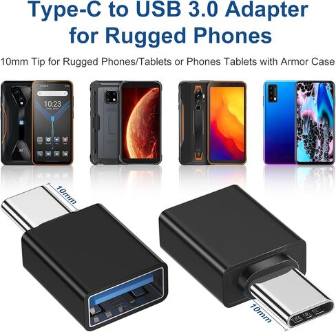 محول USB C إلى USB، 2 حزمة 10 مم طرف ممتد USB نوع C ذكر إلى USB A أنثى OTG محول لجهاز MacBook iPad Pro Air iPhone 15 Plus Samsung Tab S9 S23 S22 Blackview الهواتف القوية والمزيد من الأجهزة من النوع C in Kuwait