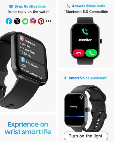 1.91" Smart Watch for Women with ALEXA, Fitness Watch for Android iOS Phone | Call Function, Message Notifications, Pedometer, IP68 Waterproof, Heart Rate, Sleep Monitor, 100 Sport Modes, 100 Watch Faces in Kuwait