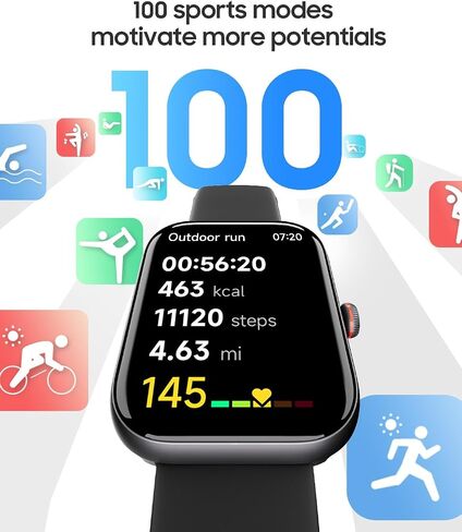 1.91" Smart Watch for Women with ALEXA, Fitness Watch for Android iOS Phone | Call Function, Message Notifications, Pedometer, IP68 Waterproof, Heart Rate, Sleep Monitor, 100 Sport Modes, 100 Watch Faces in Kuwait