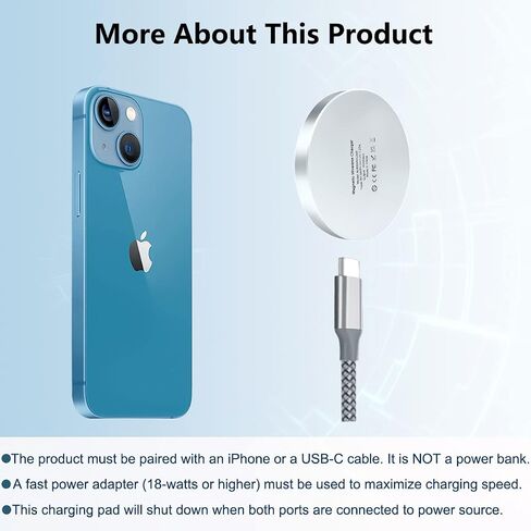 Ruxely Magnetic Induction Wireless Charger,Portable Qi Fast Travel Charger Pad for Apple MagSafe Devices and iPhone 12 13 14 15 Pro Max Mini SE XR XS X,Samsung Galaxy S24 S23 S22 S21 S20 Plus Ultra,16 in Saudi Arabia