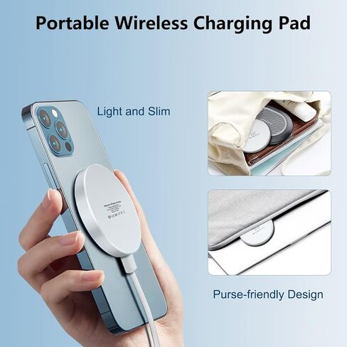 Ruxely Magnetic Induction Wireless Charger,Portable Qi Fast Travel Charger Pad for Apple MagSafe Devices and iPhone 12 13 14 15 Pro Max Mini SE XR XS X,Samsung Galaxy S24 S23 S22 S21 S20 Plus Ultra,16 in Saudi Arabia