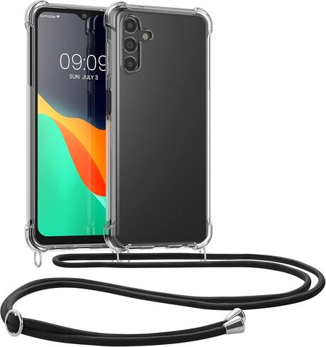 kwmobile Crossbody Case Compatible with Samsung Galaxy A04s Case - Clear TPU Phone Cover w/Lanyard Cord Strap - Transparent in Saudi Arabia
