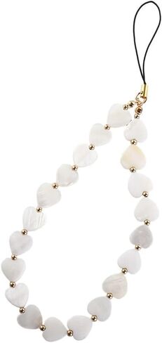 1Pc White Mobile Phone Chain Mobile Phone Lanyard,Female Jewelry Phone Case Phone Strap Simple Key Chain Shell Beaded Pendant Phone Charm Cell Phones and Accessories Accessories Décor Phone Charms in Saudi Arabia