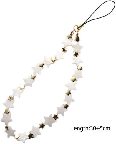 1Pc White Mobile Phone Chain Mobile Phone Lanyard,Female Jewelry Phone Case Phone Strap Simple Key Chain Shell Beaded Pendant Phone Charm Cell Phones and Accessories Accessories Décor Phone Charms in Saudi Arabia