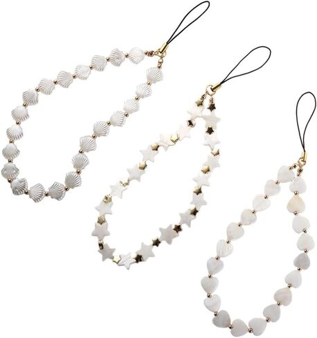 1Pc White Mobile Phone Chain Mobile Phone Lanyard,Female Jewelry Phone Case Phone Strap Simple Key Chain Shell Beaded Pendant Phone Charm Cell Phones and Accessories Accessories Décor Phone Charms in Saudi Arabia