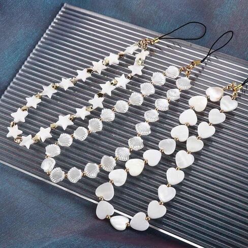 1Pc White Mobile Phone Chain Mobile Phone Lanyard,Female Jewelry Phone Case Phone Strap Simple Key Chain Shell Beaded Pendant Phone Charm Cell Phones and Accessories Accessories Décor Phone Charms in Saudi Arabia