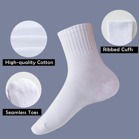 EPEIUS Unisex Kids Crew Socks Soft Cotton Seamless School Socks for Girls Boys Dress Sox White Black Navy 4/6/8 Pairs in Saudi Arabia