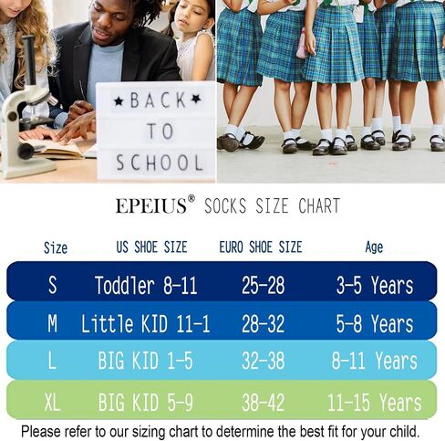 EPEIUS Unisex Kids Crew Socks Soft Cotton Seamless School Socks for Girls Boys Dress Sox White Black Navy 4/6/8 Pairs in Saudi Arabia