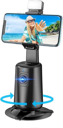 حامل ثلاثي تلقائي لتتبع الوجه، حامل هاتف يدور 360 درجة مع تتبع تلقائي، لا حاجة إلى تطبيق، التحكم بالإيماءات، حامل قابل لإعادة الشحن للفيديو المباشر وتيك توك. in Kuwait