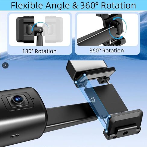 حامل ثلاثي تلقائي لتتبع الوجه، حامل هاتف يدور 360 درجة مع تتبع تلقائي، لا حاجة إلى تطبيق، التحكم بالإيماءات، حامل قابل لإعادة الشحن للفيديو المباشر وتيك توك. in Kuwait