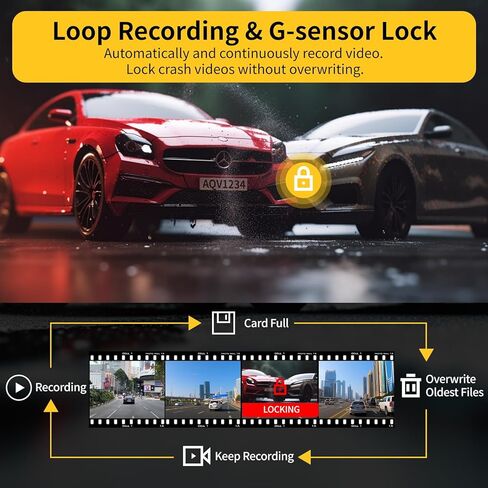 كاميرا داش كام للسيارات 2K 1440P+1080P+1080P Dashcam أمامية وخلفية وداخلية 3 قنوات كاميرا سيارة مع بطاقة 64 جيجابايت، رؤية ليلية بالأشعة تحت الحمراء، مراقبة وقوف السيارات، كاميرا عكسية، مستشعر G، تسجيل حلقي، WDR in Kuwait