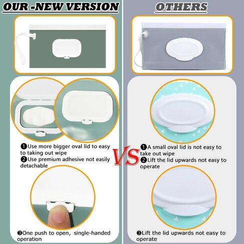 4 pack Baby Wipes Dispenser [New Version-One Press Open],Portable Wipe Pouch,Refillable Wipe Holder, Baby Wipes Container Reusable Wet Wipes Bags Pouch for Travel (B) in Kuwait
