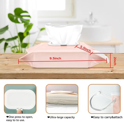 4 pack Baby Wipes Dispenser [New Version-One Press Open],Portable Wipe Pouch,Refillable Wipe Holder, Baby Wipes Container Reusable Wet Wipes Bags Pouch for Travel (B) in Kuwait