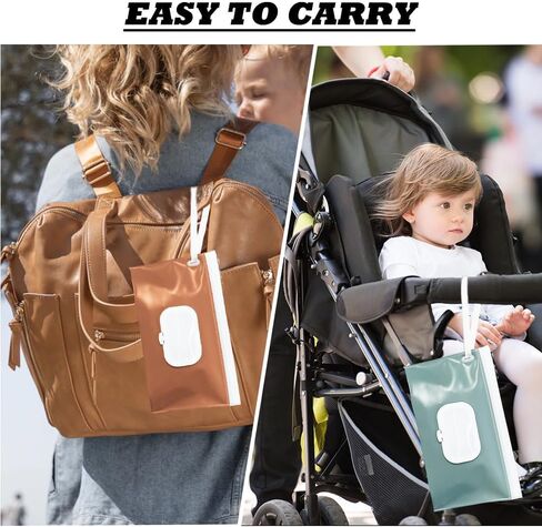 4 pack Baby Wipes Dispenser [New Version-One Press Open],Portable Wipe Pouch,Refillable Wipe Holder, Baby Wipes Container Reusable Wet Wipes Bags Pouch for Travel (B) in Kuwait
