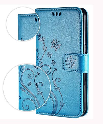 Compatible with iPhone 11(6.1 inch,2019 Release),Wallet Case for Women and Girls with Card Holder Pu Leather Flip case Kickstand Protective with Card Slots-Embossed Flowers Green in Saudi Arabia