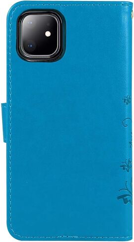 Compatible with iPhone 11(6.1 inch,2019 Release),Wallet Case for Women and Girls with Card Holder Pu Leather Flip case Kickstand Protective with Card Slots-Embossed Flowers Green in Saudi Arabia