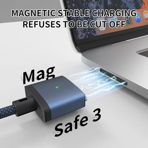 140W USB-C To Magnetic 3 Cable,2M/6.6FT Magnetic Charging Cable For MacBook Air 2024 M3 13/15inch,MacBook Air 2022/2023 M2,MacBook Pro 2023 M2 Pro & Max 14"16",MacBook Pro 2021 M1 & Max 14"16 in Kuwait