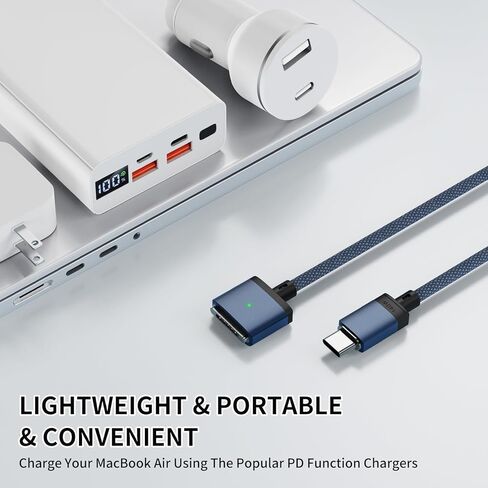 140W USB-C To Magnetic 3 Cable,2M/6.6FT Magnetic Charging Cable For MacBook Air 2024 M3 13/15inch,MacBook Air 2022/2023 M2,MacBook Pro 2023 M2 Pro & Max 14"16",MacBook Pro 2021 M1 & Max 14"16 in Kuwait