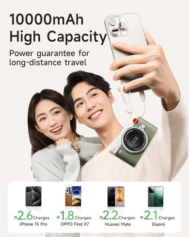 Portable Charger 10000mAh PD22.5W Fast Charging Power Bank with Built-in Cables, LED Display USB C Battery Pack Compatible with iPhone, Samsung, Android, etc-Brown in Saudi Arabia