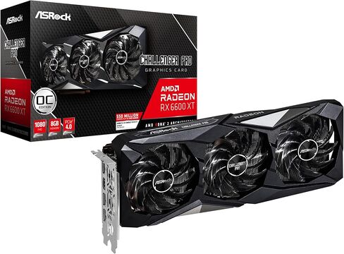 ASROCK AMD Radeon RX 6600 XT Challenger Pro 8GB OC 16 Gbps GDDR6 128 بت 7680 x 4320 0dB بطاقة رسومات التبريد الصامت DisplayPort HDMI in Saudi Arabia