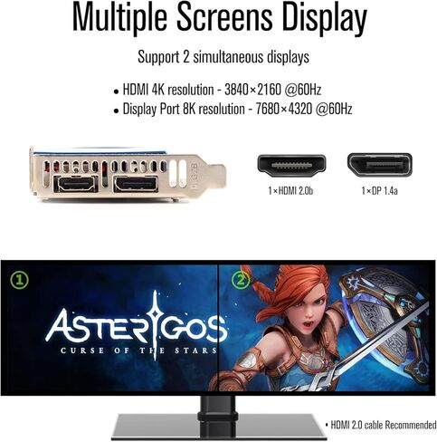 GeForce GT 1030 Graphics Card 2GB Low Profile Graphics Card GDDR5 64 Bit PCI-e 3.0 x4 Compatible x8 x16 Dual HDMI Displays 2 Monitor Video Card Support DirectX 12 OpenGL 4.5 HDCP 2.2 in Kuwait