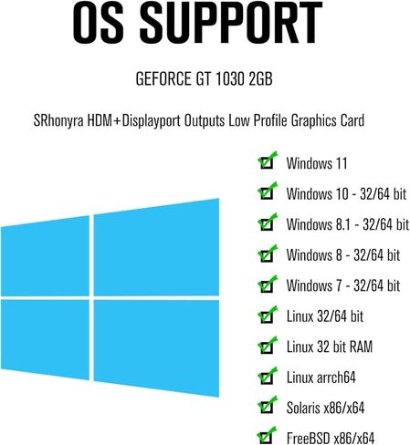 GeForce GT 1030 Graphics Card 2GB Low Profile Graphics Card GDDR5 64 Bit PCI-e 3.0 x4 Compatible x8 x16 Dual HDMI Displays 2 Monitor Video Card Support DirectX 12 OpenGL 4.5 HDCP 2.2 in Kuwait