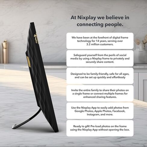 إطار صورة رقمي WiFi مقاس 10 بوصة من Nixplay Seed - شارك اللحظات على الفور عبر التطبيق أو البريد الإلكتروني in Kuwait