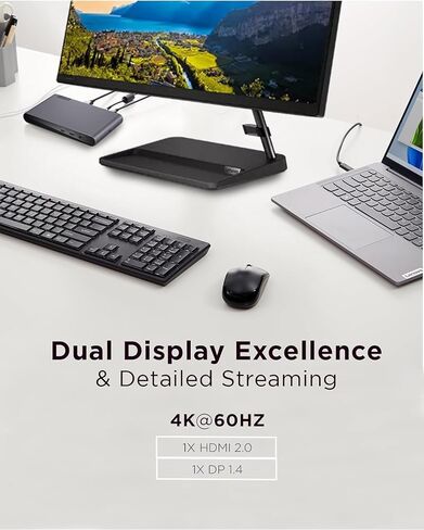 Lenovo Docking Station USB-C Universal Business Dock Bundle w/Docztorm Dock, Supports external 2 Monitors (1 DP & 1 HDMI), 3 USB-A & 2 USB-C Ports, Windows Compatible, Storm Gray Color in Saudi Arabia