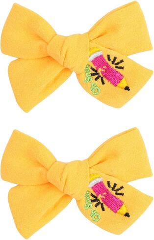Pencil Hair Clips Yellow School Bow Pencil Hairpin Hairclips Yellow Bowknot BBG29 (-Set A) in Kuwait