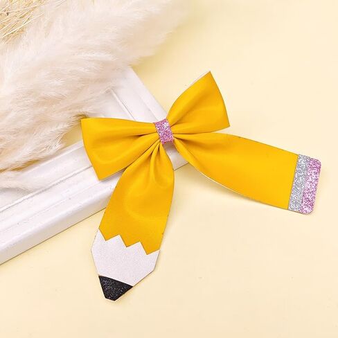 Pencil Hair Clips Yellow School Bow Pencil Hairpin Hairclips Yellow Bowknot BBG29 (-Set A) in Kuwait