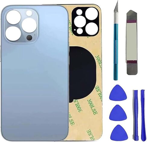 بديل الزجاج الخلفي 13 Pro Max لهاتف iPhone 13 Pro Max الزجاج الخلفي الخلفي، متوافق مع طقم الزجاج الخلفي iPhone 13 Pro Max مع لاصق وأدوات مثبتة مسبقًا (أزرق سييرا) in Kuwait