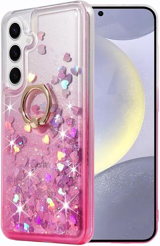 حافظة Galaxy S24، حافظة Galaxy S24 لامعة شفافة لامعة طافية سائلة ناعمة من البولي يوريثان اللدن بالحرارة، حافظة أنيقة فاخرة للسيدات البنات لهاتف Samsung Galaxy S24 (فراشة) in Kuwait