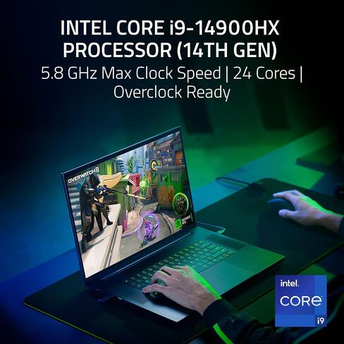 كمبيوتر محمول للألعاب Razer Blade 18 (2024): NVIDIA GeForce RTX 4090 - وحدة المعالجة المركزية Intel Core i9 14900HX من الجيل الرابع عشر - شاشة 18 بوصة UHD+ 4K 200 هرتز - ذاكرة الوصول العشوائي 64 جيجابايت - 2 تيرابايت + 2 تيرابايت SSD - Thunderbolt 5 - Win in Saudi Arabia