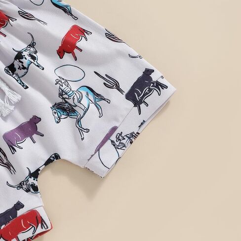 تي شيرت غربي للأطفال الأولاد مطبوع عليه بقرة المزرعة طقم شورت غير رسمي ملابس صيفية لطيفة للأطفال الصغار in Kuwait