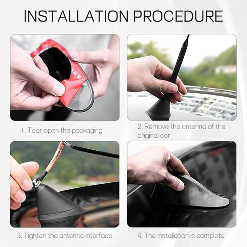 Shark Fin Antenna Cover for Car, Auto Top Roof Aerials AM/FM Radio Signal Base with Adhesive Tape, Decorative Top Mounted Dummy Roof Aerial, Universal Car Accessories (Black) in Saudi Arabia